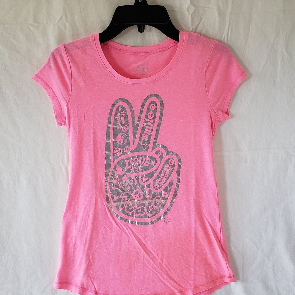 Justice Girls Pink Peace Sign T-Shirt